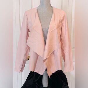 CLEO Blush Pink Faux Leather Waterfall Blazer- Sz S